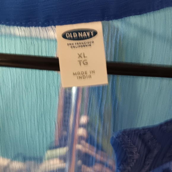 Old Navy Royal Blue Sheer Blouse - Picture 2 of 2